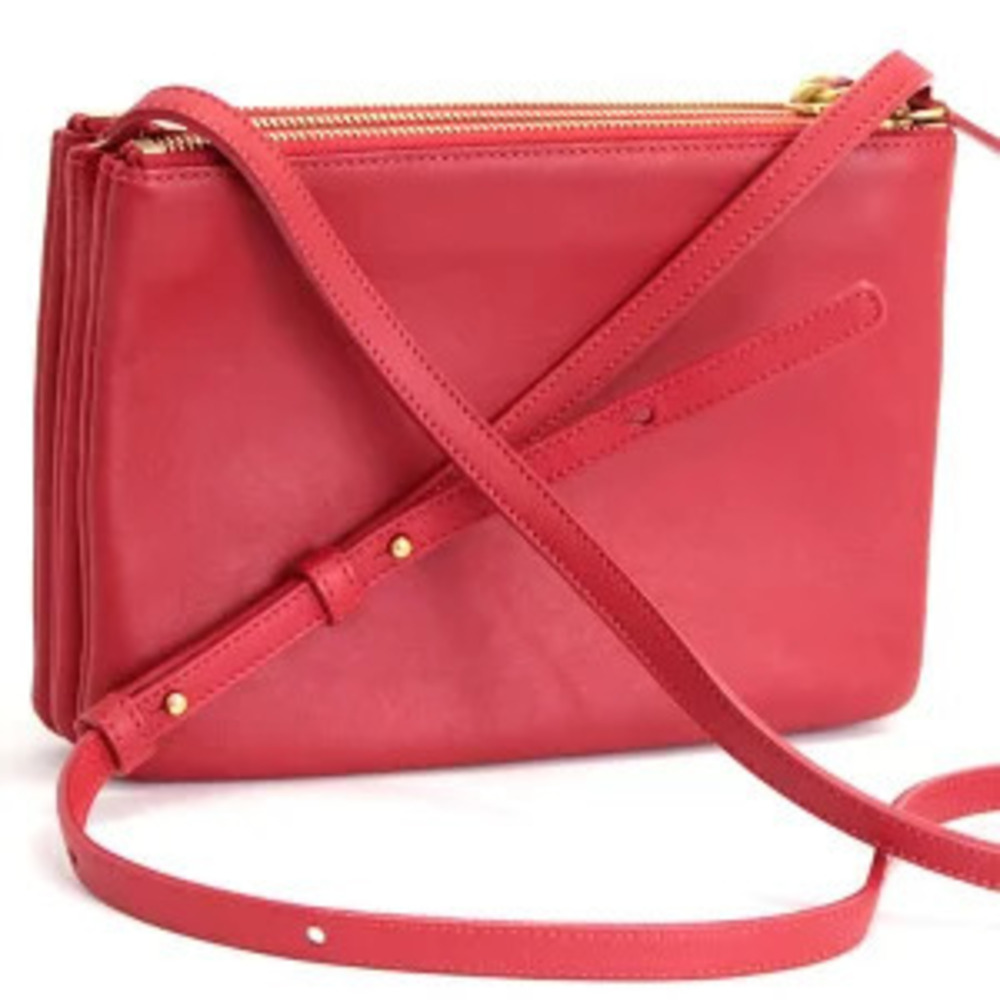 Celine Shoulder Trio Red Bag Lambskin